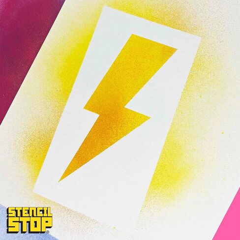 Stencil Stop Lightning Bolt Stencil - 3.75 x 9 inches - Reusable Stencils for Painting on Wood, Walls, Fabric & Rocks - Durable 14 Mil Mylar Plastic for DIY Crafts & Art Projects in Kuwait