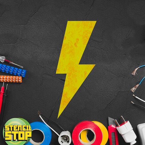 Stencil Stop Lightning Bolt Stencil - 3.75 x 9 inches - Reusable Stencils for Painting on Wood, Walls, Fabric & Rocks - Durable 14 Mil Mylar Plastic for DIY Crafts & Art Projects in Kuwait