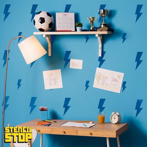 Stencil Stop Lightning Bolt Stencil - 3.75 x 9 inches - Reusable Stencils for Painting on Wood, Walls, Fabric & Rocks - Durable 14 Mil Mylar Plastic for DIY Crafts & Art Projects in Kuwait
