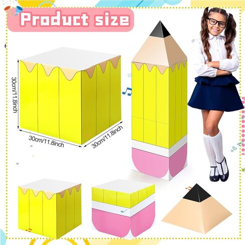 Bucherry 6 Pcs Back to School Decoration Large Pencil Favor Boxes First Day of School Classroom Pencil Decorations Giant Welcome Back Boxes Props for Classroom Kindergarten Preschool in Kuwait