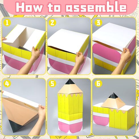 Bucherry 6 Pcs Back to School Decoration Large Pencil Favor Boxes First Day of School Classroom Pencil Decorations Giant Welcome Back Boxes Props for Classroom Kindergarten Preschool in Kuwait
