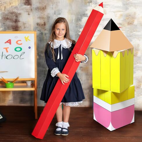 Bucherry 6 Pcs Back to School Decoration Large Pencil Favor Boxes First Day of School Classroom Pencil Decorations Giant Welcome Back Boxes Props for Classroom Kindergarten Preschool in Kuwait