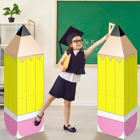Bucherry 6 Pcs Back to School Decoration Large Pencil Favor Boxes First Day of School Classroom Pencil Decorations Giant Welcome Back Boxes Props for Classroom Kindergarten Preschool in Kuwait