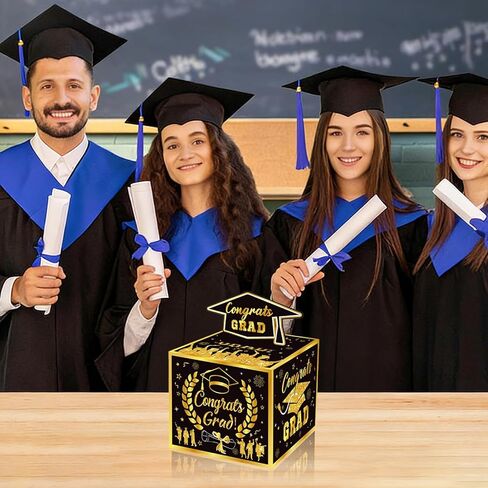 صندوق نقود التخرج من Lukedons فئة 2026 للهدايا النقدية، صندوق حامل أموال لحفلات التخرج من الذهب الأسود للمدرسة الثانوية الجامعية in Kuwait