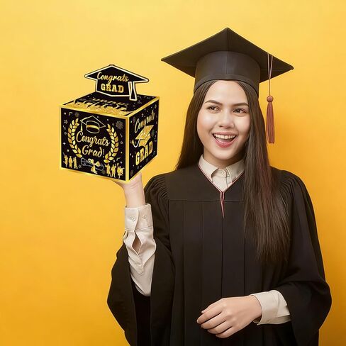 صندوق نقود التخرج من Lukedons فئة 2026 للهدايا النقدية، صندوق حامل أموال لحفلات التخرج من الذهب الأسود للمدرسة الثانوية الجامعية in Kuwait