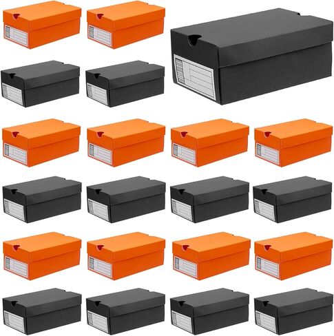 24 Pack Mini Sneaker Boxes for Party Favors 6.1 x 3.9 x 2.5 Inch Mini Shoe Gifts Boxes for Candies Cookies Snacks Sports Small Gift Case with Label for Wedding , Holiday, Birthday Party Favor (Black & Orange) in Saudi Arabia