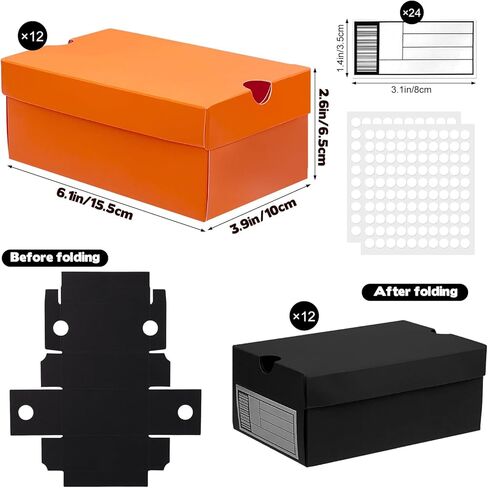 24 Pack Mini Sneaker Boxes for Party Favors 6.1 x 3.9 x 2.5 Inch Mini Shoe Gifts Boxes for Candies Cookies Snacks Sports Small Gift Case with Label for Wedding , Holiday, Birthday Party Favor (Black & Orange) in Saudi Arabia
