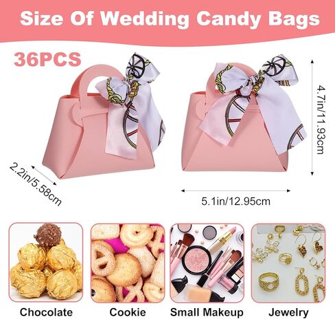 Douaowoc 36 Pcs PU Leather Purse Gift Bags with Handles Ribbon Purse Party Favor Bags for Baby Showers Birthday Wedding Candy (Pink) in Saudi Arabia