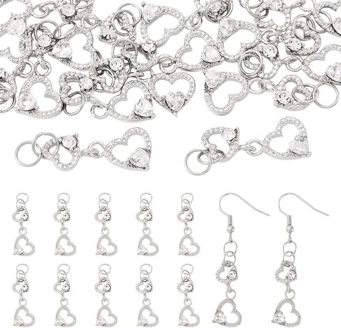 Craftdady Alloy Glass Heart Pendants Glass Heart Shaped Charms Hollow Metal Sweet Love Charms for DIY Crafts Jewelry Making Necklace Earring Valentine Day in Kuwait