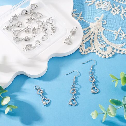Craftdady Alloy Glass Heart Pendants Glass Heart Shaped Charms Hollow Metal Sweet Love Charms for DIY Crafts Jewelry Making Necklace Earring Valentine Day in Kuwait