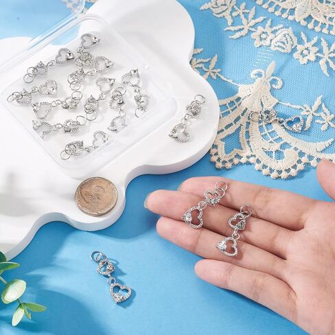 Craftdady Alloy Glass Heart Pendants Glass Heart Shaped Charms Hollow Metal Sweet Love Charms for DIY Crafts Jewelry Making Necklace Earring Valentine Day in Kuwait