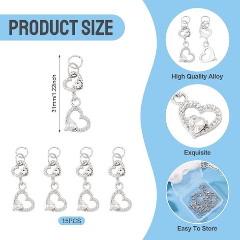 Craftdady Alloy Glass Heart Pendants Glass Heart Shaped Charms Hollow Metal Sweet Love Charms for DIY Crafts Jewelry Making Necklace Earring Valentine Day in Kuwait