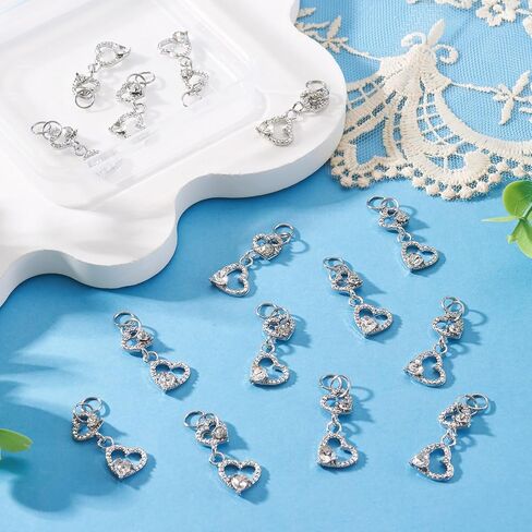 Craftdady Alloy Glass Heart Pendants Glass Heart Shaped Charms Hollow Metal Sweet Love Charms for DIY Crafts Jewelry Making Necklace Earring Valentine Day in Kuwait