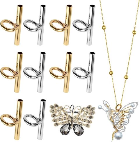 10Pcs Pin to Pendant Converter - Gold & Silver 13mm Brass Brooch Pendant Converters - Brass Brooch Converters for Changing Brooches Pins to Pendant in Saudi Arabia