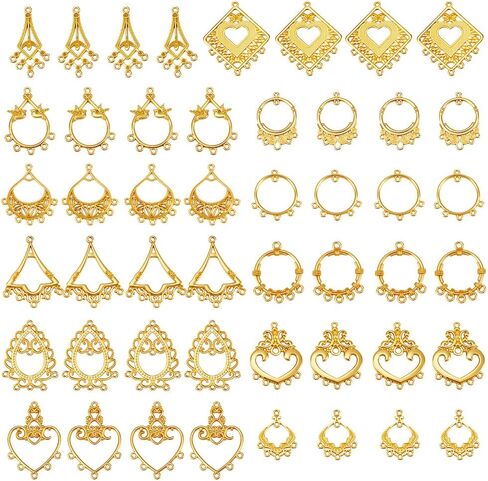 PH PandaHall 96pcs 12 أنماط خمر هوب الأقراط سحر الذهبي تخريمية الثريا موصل كبير التبتية زهرة Dreamcatcher سحر قلادة لأقراط تتدلى DIY صناعة المجوهرات صياغة، 1.1 ~ 1.7 بوصة in Kuwait