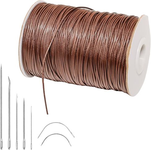 175 Yards Waxed Thread，0.5mm Brown Heavy Duty Handmade Wax Upholstery Needle Thread for Leather,Book Binding,Craft in Saudi Arabia
