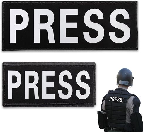2 PCS Reflective Press Patch Night Vision & Reflective Printed Letters Patches with Hook & Loop for Guard Vest Jacket Back Panel, Small (5.7" x 2.5"), Large (10.7" x 3.9") in Saudi Arabia
