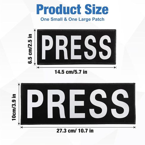 2 PCS Reflective Press Patch Night Vision & Reflective Printed Letters Patches with Hook & Loop for Guard Vest Jacket Back Panel, Small (5.7" x 2.5"), Large (10.7" x 3.9") in Saudi Arabia
