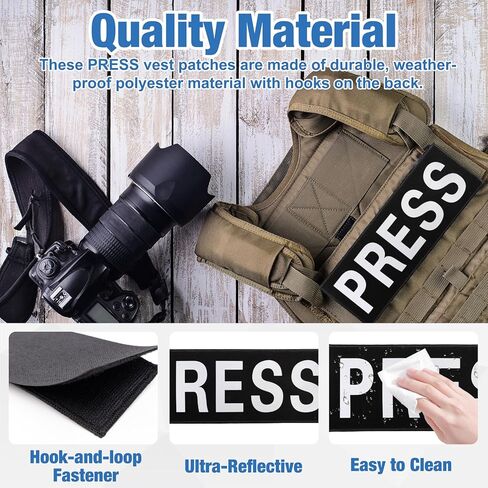2 PCS Reflective Press Patch Night Vision & Reflective Printed Letters Patches with Hook & Loop for Guard Vest Jacket Back Panel, Small (5.7" x 2.5"), Large (10.7" x 3.9") in Saudi Arabia