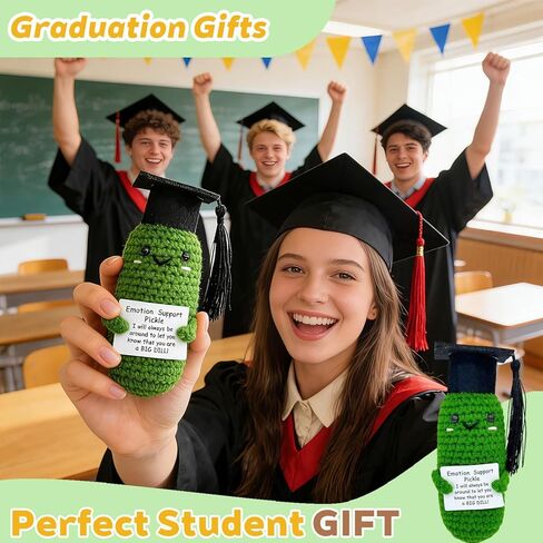 12 Pcs Graduation Emotional Support Pickle High School College 2026 Graduation Decorations Gifts for Women for Women Men Him Her Graduates of Class 2026 Classroom Prizes Positive Pickle Crochet in Saudi Arabia