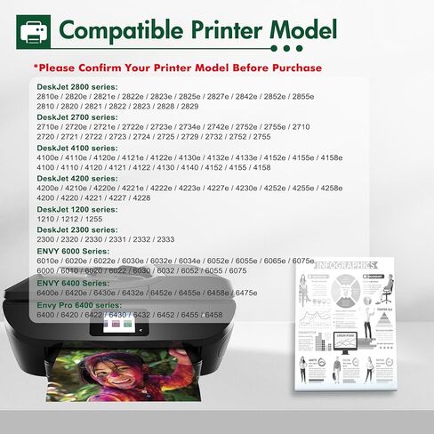 خرطوشة حبر سوداء 67XL متوافقة مع HP 67 XL لطابعة DeskJet 2755e 2700 2855e 2800 2800e 2752 2742e 4155e 4255e 4100 Envy 6000 6055 6055e 6455e (عبوتان باللون الأسود) in Kuwait