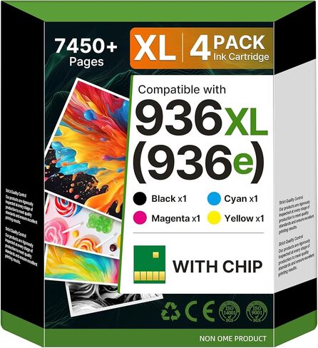 936e Ink Cartridges for HP Printers Replacement for HP 936 936e Ink Cartridges Black and Color Combo Pack for HP936 936e for HP OfficeJet Pro 9125e 9120e 9135e 9730e 9130e 9720e 9122e Printer, 4 Packs in Saudi Arabia