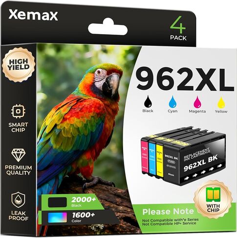962XL Ink Cartridges 4 Pack (6800 Pages) Compatible with OfficeJet Pro 9010 9020 Series for HP 962XL 962 Ink Work for OfficeJet Pro 9010 9012 9015 9018 9020 9022 9025 9026 9027 9028 9029 Printer in Saudi Arabia