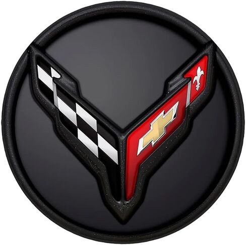 SR1 USA C8 Corvette Wheel Center Cap Black/Carbon Flash with Flags Logo fits 2020-2026 Corvette Stingray, Z51, Z06, E-Ray - Replacement Rim Hub Cap for OEM Wheels in Kuwait