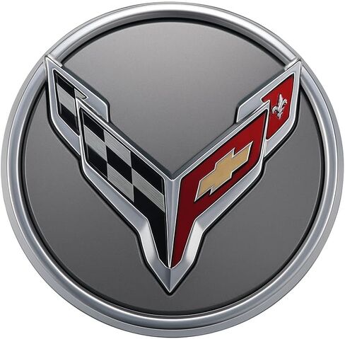 SR1 USA C8 Corvette Wheel Center Cap Black/Carbon Flash with Flags Logo fits 2020-2026 Corvette Stingray, Z51, Z06, E-Ray - Replacement Rim Hub Cap for OEM Wheels in Kuwait