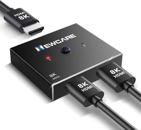 HDMI Switch 4K 120Hz, NEWCARE HDMI Switch 2 in 1 Out, 2 Port HDMI 2.1 Switch Support 8K@60Hz 48Gbps for Xbox Series PS5/4/3 HD TV Monitor Projector in Saudi Arabia