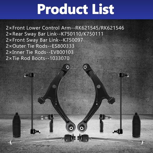Control Arm, Replacement For Front Lower Control Arm With Ball Joint Suspension Kit Compatible With 2006-2014 Honda Ridgeline - 10 Pcs in Kuwait