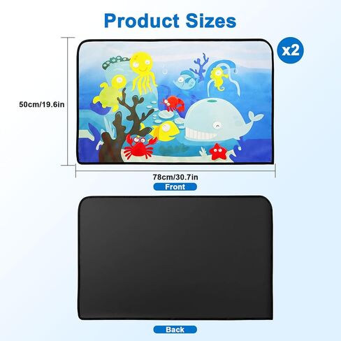 Linkstyle 2PCS Car Window Shade: Magnetic Kids Sun Shade for Steel Doors, Blackout UV Protection Heat Blocking, Cartoon Amusement Park Car Side Window Covers for Baby Privacy in Kuwait