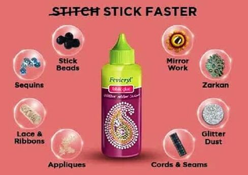 Fevicryl Fabric Glue for Sticking Beads, Ribbon, Foil 3 Piece - 80ml in Saudi Arabia