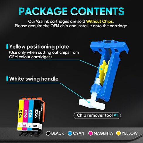 923 Ink Cartridges Combo Pack Compatible for HP 923 Ink Cartridges Work with OfficeJet Pro 8130e 8120e 8135e 8120e 8139e 8125e (4 Pack 923 Ink cartridges for hp Printers Without Chip) in Kuwait