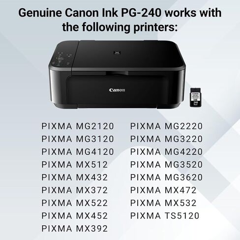 Canon PG-240 Black Ink Cartridge – 2 Pack | Compatible PIXMA MG3620, MG3520, MX532, MX472, TS5120 & More | Standard Yield Black Ink for Crisp, Professional Prints in Kuwait