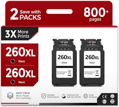 260XL Ink Cartridges Black (2 Pack) Compatible Replacement for Canon PG 260 XL PG260 PG260XL Ink Work for Cannon Pixma TR7020 TR7020a TR7022 TS6420 TS6400 TS5300 TS5320 TS6420a Series Printers in Saudi Arabia