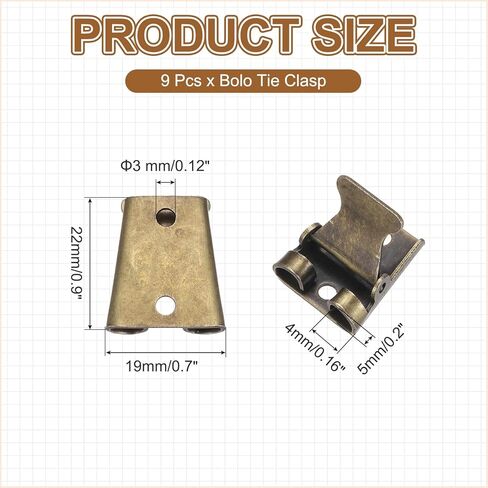 PATIKIL 9 Pcs Iron Bolo Tie Clasp, Blank Bolo Tie Buckle Accessories Slider Clasp Replacement for DIY Craft Making Bag Leather Handbags, 0.9"x0.7", Bronze in Kuwait