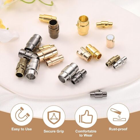 HARFINGTON 20pcs Leather Cord End Clasp 3mm Hole Magnetic Cord End Caps Closures Leather Bracelet Buckle for Jewelry Making DIY Supplies Crafts, Gold Tone in Kuwait