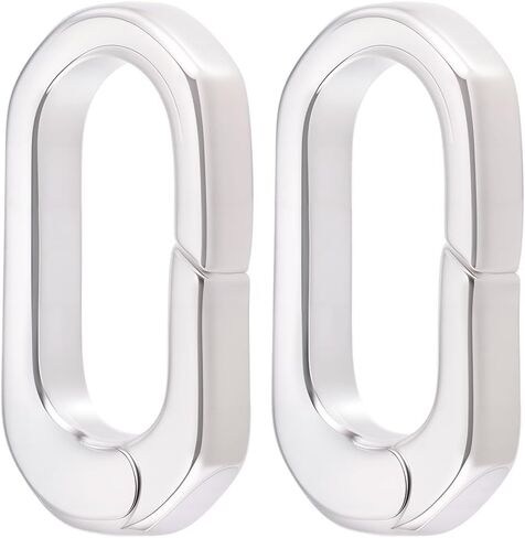 Beebeecraft 1 Box 2Pcs Oval Spring Clips Jewelry Carabiner Clasp Small 925 Sterling Silver Plated Brass Open Keyring Buckle Snap Hooks Rings for Purse Bags Lanyards Jewelry Making DIY Crafts in Kuwait