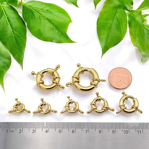 Spring Ring Clasps Gold Filled Alternative Findings 18K, Assorted Sizes 9mm–21mm – Hypoallergenic Tarnish-Resistant Jewelry Closures for Necklaces & Bracelets – DIY Findings (GF0402H -11mm-25 PCs) in Kuwait
