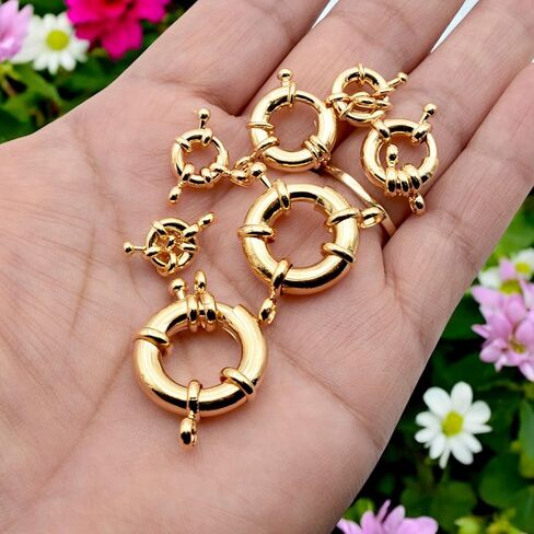 Spring Ring Clasps Gold Filled Alternative Findings 18K, Assorted Sizes 9mm–21mm – Hypoallergenic Tarnish-Resistant Jewelry Closures for Necklaces & Bracelets – DIY Findings (GF0402H -11mm-25 PCs) in Kuwait