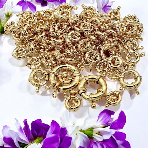 Spring Ring Clasps Gold Filled Alternative Findings 18K, Assorted Sizes 9mm–21mm – Hypoallergenic Tarnish-Resistant Jewelry Closures for Necklaces & Bracelets – DIY Findings (GF0402H -11mm-25 PCs) in Kuwait