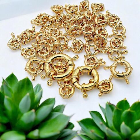 Spring Ring Clasps Gold Filled Alternative Findings 18K, Assorted Sizes 9mm–21mm – Hypoallergenic Tarnish-Resistant Jewelry Closures for Necklaces & Bracelets – DIY Findings (GF0402H -11mm-25 PCs) in Kuwait
