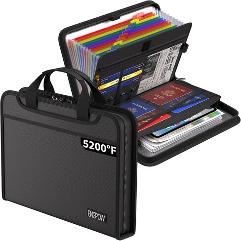 ENGPOW Accordion File Organizer,Fireproof Expanding File Folder with Multi Pockets,13 Pockets Document Organizer with Handle & Labels,Portable Home Travel Safe Storage for Letter A4 Files and More in Kuwait