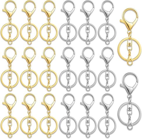 Nogeqi 20 Pcs Lobster Claw Clasps for Keychains, Metal Keychain Hook with Keychain Ring, Swivel Snap Hooks, Key Chain Kit for Keys, Art Crafts, Jewelry Making DIY Making Bags Charm(Gold Silver) in Kuwait