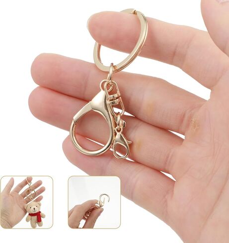 Nogeqi 20 Pcs Lobster Claw Clasps for Keychains, Metal Keychain Hook with Keychain Ring, Swivel Snap Hooks, Key Chain Kit for Keys, Art Crafts, Jewelry Making DIY Making Bags Charm(Gold Silver) in Kuwait