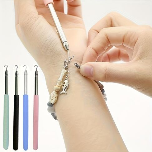 4PCS Stainless Steel Jewelry Helper Tool, Easy Wear and Remove Bracelets and Necklaces Hook, Wrist Fixation Accessory for Quick Jewelry Dressing (Random Color) in Kuwait