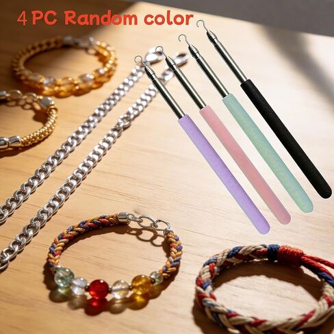 4PCS Stainless Steel Jewelry Helper Tool, Easy Wear and Remove Bracelets and Necklaces Hook, Wrist Fixation Accessory for Quick Jewelry Dressing (Random Color) in Kuwait