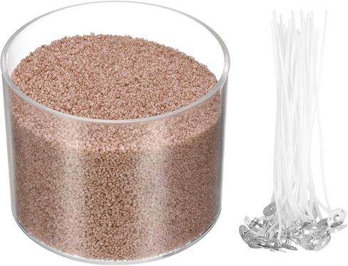 MECCANIXITY Pearled Sand Candles with 50 Pcs Wicks 21Oz / 600g Candle Beads Refillable Powder Sand Wax Making Kit for Thanksgiving Christmas Wedding Party DIY Home Crafts, Brown in Kuwait