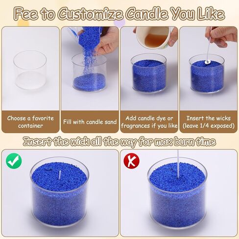 MECCANIXITY Pearled Sand Candles with 50 Pcs Wicks 21Oz / 600g Candle Beads Refillable Powder Sand Wax Making Kit for Thanksgiving Christmas Wedding Party DIY Home Crafts, Brown in Kuwait